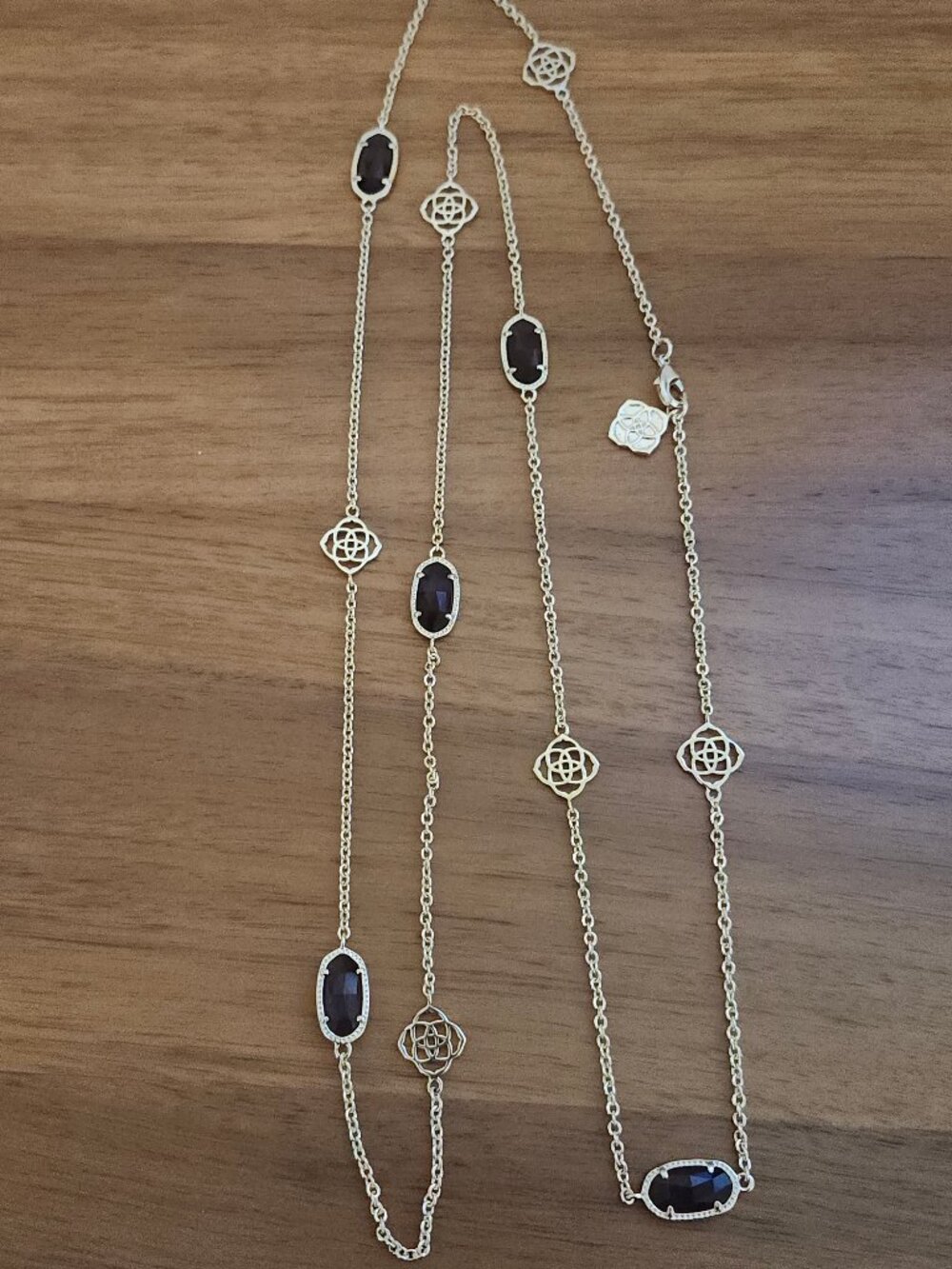 Kendra Scott Dark Purple Kellie Gold Sonya Long Logo Necklace